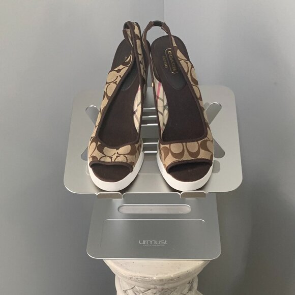 NEW COACH Opentoe Slingback Signature Khaki Sandals 10M - Picture 4 of 4